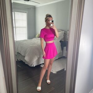 Hot Pink Fuchsia Two‎ Piece Cop Short Set